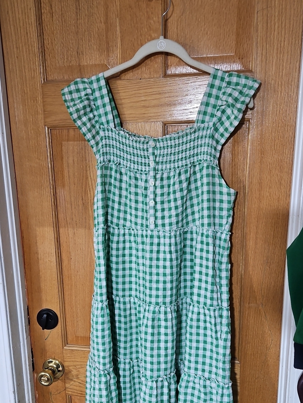 Old Navy Green Gingham Tiered Nightgown